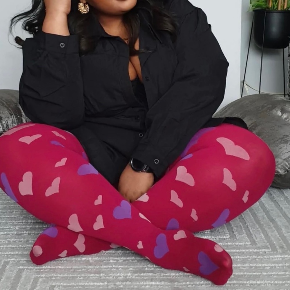 Pink Pattern Heart Plus Size Tights from Snag Tights